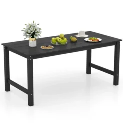 Tangkula HDPE Outdoor Dining Table For 6 Person 67" Patio Table W/ Wood-Like Tabletop -Beauty house GUEST 1b180f97 07cf 40d8 9b7d 114e9ca4e2b7