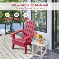 Tangkula 2PCS Patio Folding Adirondack Chair Weather Resistant Cup Holder Yard Red -Beauty house GUEST 1b539325 b5d4 408c 87ca 058b6d4963c6