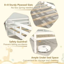 Tangkula Double Twin Size Bed Frames For Kids With Built-in Table & USB Port Guardrails -Beauty house GUEST 1bb3b6c6 c807 40a5 a6dd 1baf3b369c9a