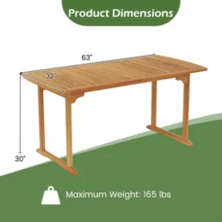 Tangkula Outdoor Wooden Dining Table For 4-6 71" Acacia Wood Table -Beauty house GUEST 1bc38d63 d6ca 42cb 8dba 59648c2d560c