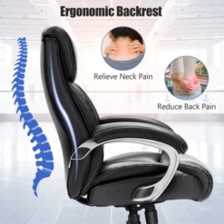 Tangkula Adjustable Executive Chair Rolling High Back Leather Office Chair Black -Beauty house GUEST 1bd2d06d dbe6 47cb a22e f4df03b211ea