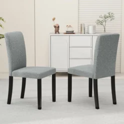 Tangkula Dining Chair Set Of 4 Mid-Century Modern Fabric Upholstered Parson Chairs -Beauty house GUEST 1bde8a7f ea9b 4fdf 8d92 5ea4a3c5de16