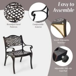 Tangkula 3PCS Cast Aluminum Patio Bistro Set Outdoor Dining Table & Chair Furniture Set -Beauty house GUEST 1bf11b9c 1456 4d63 8559 4a0b937824ab