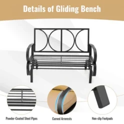 Tangkula 2-Person Outdoor Patio Glider Bench Swing Seat Bench W/ Seat & Back Cushions -Beauty house GUEST 1c21add5 72a8 48a1 8dc1 cc96f261c9e2