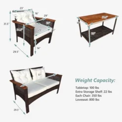 Tangkula 4PCS Rattan Patio Furniture Set Acacia Wood Outdoor Conversation Set W/ Cushions -Beauty house GUEST 1c261c28 750e 4706 b999 753bc20c04e5