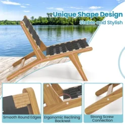 Tangkula 2PCS Teak Wooden Chair W/ Woven Webbing Seat & Backrest Mid Century Modern -Beauty house GUEST 1c40fe91 2c6d 4305 8437 ea29dfbab95e