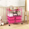 Tangkula 4-Drawer Rolling Storage Cart With 2 Shelves Mobile Utility Cart With Removable Drawers And Metal Frame With Lockable Wheels Pink -Beauty house GUEST 1ca8abb4 1e71 4856 bd21 cea96aaad674