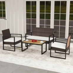 Tangkula Set Of 8 PE Rattan Patio Conversation Set Outdoor Porch Chairs Loveseat With Coffee Table And Soft Cushions Metal Frame -Beauty house GUEST 1d2af17e ab59 4379 b50d 77d3e2ec4828 1