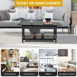 Tangkula Coffee Table Industrial 2-Tier W/ Storage Shelf &Storage Shelf For Living Room -Beauty house GUEST 1d846486 9018 47fe 8c94 9c003198b0da