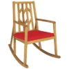 Tangkula Outdoor Rocking Chair Acacia Wood Armrest Cushioned Sofa W/Removable High-Density Cushion For Garden