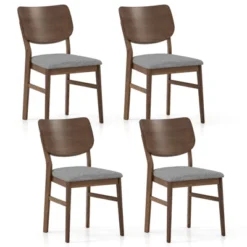 Tangkula Dining Chairs Set Of 4 W/ Rubber Wood Frame Padded Seat Curved Back Living Room -Beauty house GUEST 1e53ee25 cadb 4a1a a560 9b21e57d026b