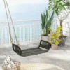 Tangkula 1-Person Rattan Porch Swing Single Swing Chair Bench W/ Hanging Hemp Ropes Outdoor