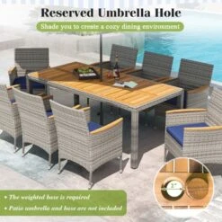 Tangkula 9 Pieces Patio PE Wicker Dining Set Outdoor Acacia Wood Table & Chairs -Beauty house GUEST 1e9d5d58 4fd9 4d80 bf9c f9e74a69209b