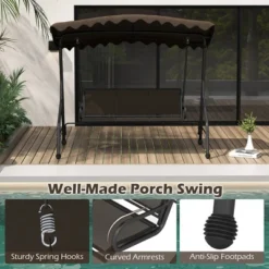 Tangkula 3-Seat Outdoor Swing, Porch Canopy Swing W/ Adjustable Shading Breathable Seat -Beauty house GUEST 1f09a068 3094 40d8 9d04 86e70cc2b0a7