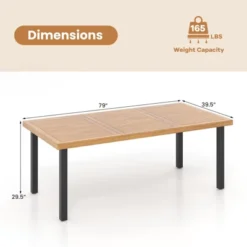 Tangkula Acacia Wood Dining Table For 8 People, 79" Large Rectangular Patio Table With Built-in Umbrella Hole -Beauty house GUEST 1f384431 77de 4462 9fd7 65b2b3451309