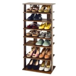 Tangkula 7-Tier Shoe Rack Free Standing Shelf Storage Modern Shoe Rack Organizer Brown/Black/White -Beauty house GUEST 1f40fb69 ae14 45ec 967d d28a110f7b2e
