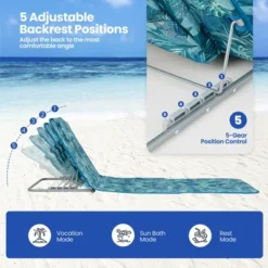 Tangkula 3PCS Folding Beach Mat Set Adjustable Beach Lounge Chair & Side Table Set -Beauty house GUEST 1f49c8a4 f177 4fc4 a0be 677636289d64