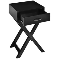 Tangkula Modern Versatile Nightstand X-shape Wooden End Table With Drawer Accent Side Table For Bedroom Black/White -Beauty house GUEST 1f51106e 75e2 4dde b137 f234b2c16db7 1