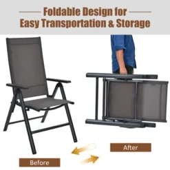 Tangkula 3PCS Patio Bistro Set Outdoor Dining Furniture Set W/2 Folding Chairs & Tempered Glass Table -Beauty house GUEST 20e422d1 c528 476e b3e9 9ddb5f15cf39