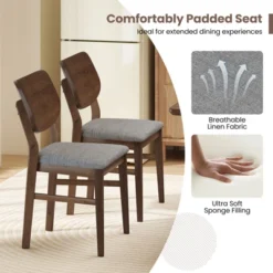 Tangkula Dining Chairs Set Of 4 W/ Rubber Wood Frame Padded Seat Curved Back Living Room -Beauty house GUEST 2101320d f50e 49f6 a2e5 3dfc26e69fdc