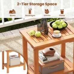 Tangkula Outdoor Acacia Wood Side Table 2-Tier Patio End Table W/ Slatted Tabletop -Beauty house GUEST 21495cca 549b 4b13 afa2 3a9724df3582 1