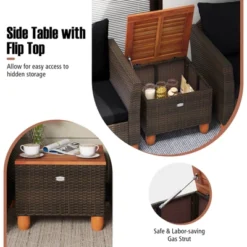 Tangkula 3 PCS Patio PE Wicker Furniture Set Outdoor Conversation Bistro Set W/ Cushions Black -Beauty house GUEST 215672e5 6ee1 4b9b 810f 38ec24ebea97