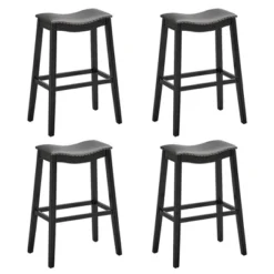 Tangkula Set Of 4 Saddle Bar Stools Bar Height Kitchen Chairs W/ Rubber Wood Legs -Beauty house GUEST 21ba45d3 cc77 4dce 9fe2 6dec74882325