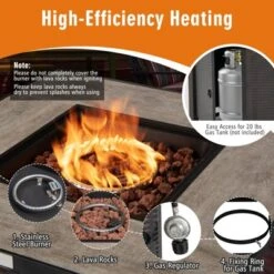 Tangkula 9 Pieces Outdoor PE Rattan Wicker Sectional Sofa With 42" Gas Fire Pit Table Space-Saving Patio Conversation Set With Storage Box Black/Grey/Navy/Red/Turquoise/Off White -Beauty house GUEST 228cacfe 4060 403c 8198 2d0b669b32ec 1