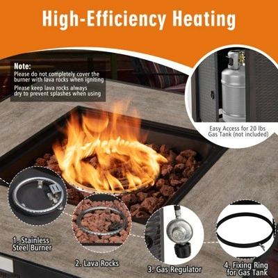 Tangkula 9 PCS Outdoor Patio Furniture Set W/ 30" Propane Fire Pit Table PE Wicker Space-Saving Sectional Sofa W/ Storage Box And Cushions Black/Gray/Navy/Red/Turquoise/Off White 9 Tangkula 9 PCS Outdoor Patio Furniture Set W/ 30" Propane Fire Pit Table PE Wicker Space-Saving Sectional Sofa W/ Storage Box And Cushions Black/Gray/Navy/Red/Turquoise/Off White - Image 7