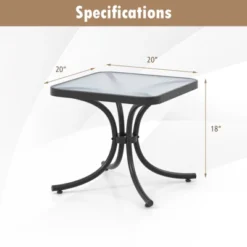 Tangkula Tempered Glass Top Patio Table, 20" Outdoor Side Table W/ Heavy-duty Metal Frame Patio Square End Table For Poolside Backyard -Beauty house GUEST 22cd561e a0f8 4ce0 b998 cc6abe5f8789