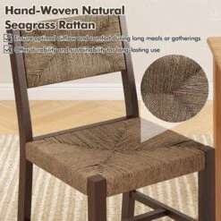 Tangkula Wooden Dining Chair Set Of 2 W/ Natural Weave Seagrass Rattan Backrest & Seat 11 Tangkula Wooden Dining Chair Set Of 2 W/ Natural Weave Seagrass Rattan Backrest & Seat -Beauty house GUEST 22f3528a 8edc 4067 b1ac af1f6bc3eb04
