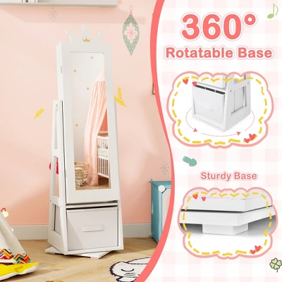 Tangkula Kids Jewelry Cabinet With Full-Length Mirror Drawer 2 Adjustable Tilt Angles 9 Tangkula Kids Jewelry Cabinet With Full-Length Mirror Drawer 2 Adjustable Tilt Angles - Image 7