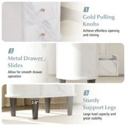 Tangkula 2PCS Nightstand W/ 2 Drawers Faux Marble Bedside Table For Small Space -Beauty house GUEST 2307355b 8699 4c3b ba21 d4282efd98f2