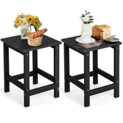 Tangkula 2PCS 14" Patio Adirondack Side Table HDPE Square Weather Resistant Garden -Beauty house GUEST 23254962 db15 4fbe a335 2e9c9d45487e