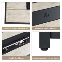 Tangkula 9 PCS Outdoor PE Rattan Wicker Sectional Sofa With 42" 60,000 BTU Gas Fire Pit Table Space-Saving Conversation Set With Storage Box Black -Beauty house GUEST 23798783 0379 42b5 9ec4 915857ef2007 2