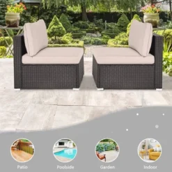 Tangkula 2PCS Patio Sectional Armless Sofas Outdoor Rattan Furniture Set W/ Cushions 16 Tangkula 2PCS Patio Sectional Armless Sofas Outdoor Rattan Furniture Set W/ Cushions -Beauty house GUEST 23a1fe89 cdd5 4a40 8d39 d0666e17862c