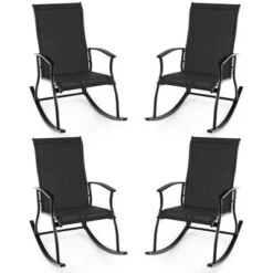 Tangkula Set Of 4 Outdoor Rocking Chair Patio Rocker W/ Breathable Fabric Black -Beauty house GUEST 23c8743f c63a 4dd0 985d e8a696315e19