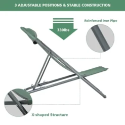 Tangkula 2 PCS Beach Chair Lounger Reclining Folding Chair W/3-Position Adjustable Backrest Blue/Orange/Green -Beauty house GUEST 23e75991 7ee6 4630 8ed6 158eb315d534