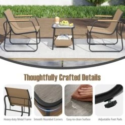Tangkula 3-Piece Bistro Set Patio Chairs & Side Table W/ Storage Basket Breathable Mesh Fabric -Beauty house GUEST 23f37476 4b2e 48a9 b01f c743e653a3f2