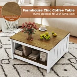 Tangkula Coffee Table W/ Storage Shelf Farmhouse Rustic Center Table Space-Saving -Beauty house GUEST 2423475f 7eb4 4245 bc78 36ccd69a8303