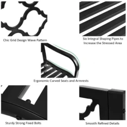 Tangkula Outdoor Chair Garden Patio Bench Cast Iron Frame Black -Beauty house GUEST 24779291 1918 489a 852f 847af115f345