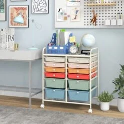 Tangkula Office Rolling Cart 12 Storage Drawer Studio Organizer Bins Scrapbook Paper Macaron -Beauty house GUEST 24d0fc25 431e 481c ba1a 03dc1cf7146a