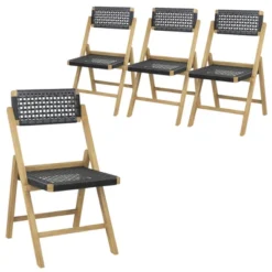 Tangkula 4PCS Folding Chairs W/ Woven Rope Seat & High Back Indonesia Teak Patio 11 Tangkula 4PCS Folding Chairs W/ Woven Rope Seat & High Back Indonesia Teak Patio -Beauty house GUEST 25907086 3414 424a 9c20 c9bfbb22ff41