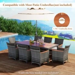 Tangkula 9PCS Patio Rattan Furniture Dining Set Acacia Wood Table Cushioned Chair For Outdoor -Beauty house GUEST 25bc4257 9f2f 4553 a5cc 639a93756118