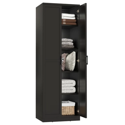 Tangkula 70" Storage Cabinet Freestanding Pantry Cabinet W/2 Doors & 5 Shelves Black 12 Tangkula 70" Storage Cabinet Freestanding Pantry Cabinet W/2 Doors & 5 Shelves Black - Image 10