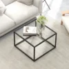Tangkula Glass Coffee Table 27.5 Inch Modern Square Metal Frame Living Room Transparent -Beauty house GUEST 266e45d4 74d2 4cae bb59 4f5d8d71d390