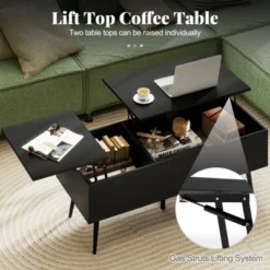 Tangkula Lift Top Coffee Table W/ Split Top & 2 Hidden Compartments Tapered Metal Legs -Beauty house GUEST 27517df3 db32 4744 9c4c 5d7134b76ef5
