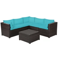 Tangkula 6 PCS Patio Rattan Furniture Set Outdoor Wicker Conversation Sofa Set W/Tempered Glass Coffee Table -Beauty house GUEST 278cd863 bd82 48af bde3 a90bd534b374