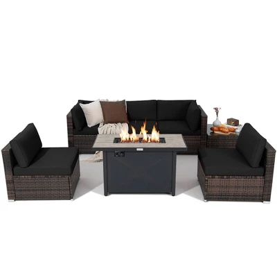 Tangkula 7PCS Patio Rattan Furniture Set Fire Pit Table Cover Cushion 11 Tangkula 7PCS Patio Rattan Furniture Set Fire Pit Table Cover Cushion - Image 9