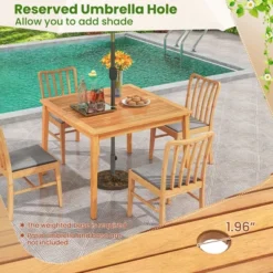 Tangkula 39" 4-Person Outdoor Acacia Wood Dining Table W/ 1.96" Umbrella Hole For Porch -Beauty house GUEST 27b38259 a589 4d75 8b3a df64a4a1814a